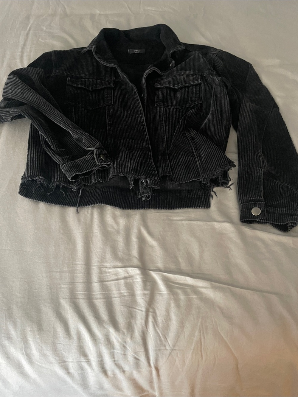 VICI CORDUROY BLACK FRAYED JACKET EXCELLENT CONDITION